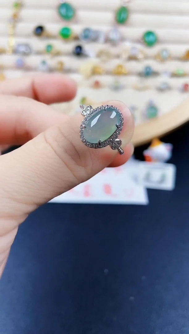 翡翠戒指银S925镶嵌4568798