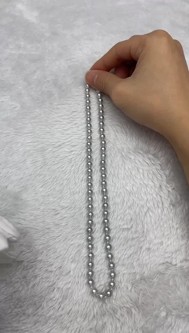 项链银S925镶嵌海水珍珠AK真多麻6-6.5mm