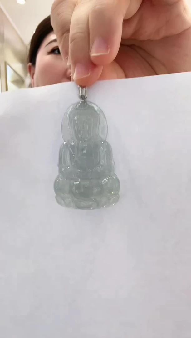 翡翠18K金镶嵌颈饰【30】观音55*35*5