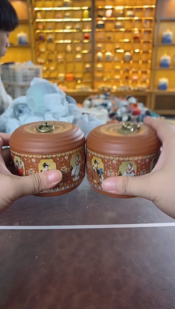 瓷片鸣盏居11111111紫砂茶叶罐2个