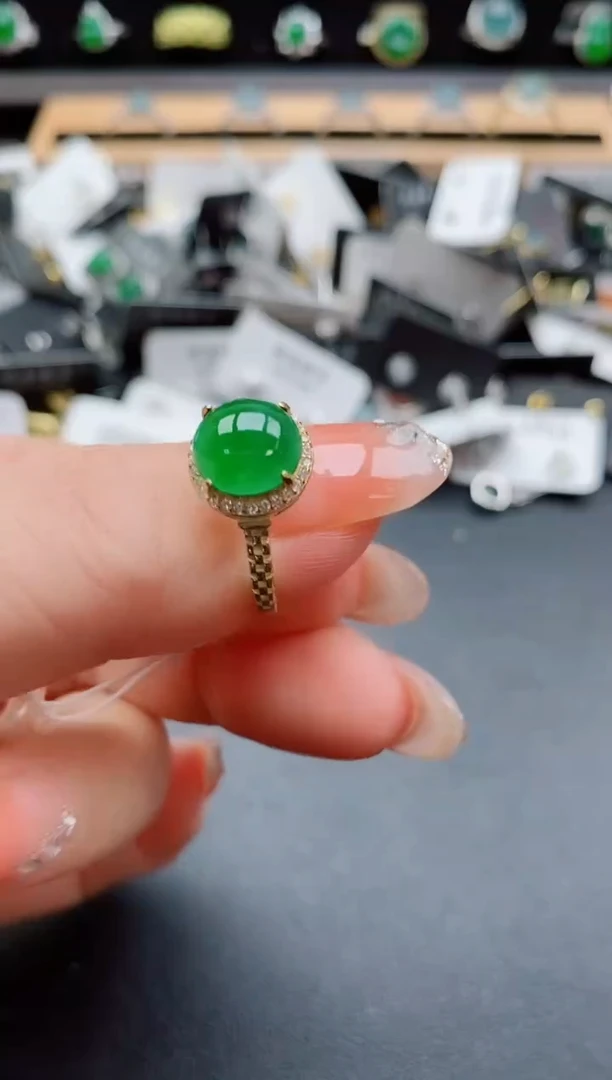 银S925镶嵌戒指翡翠1