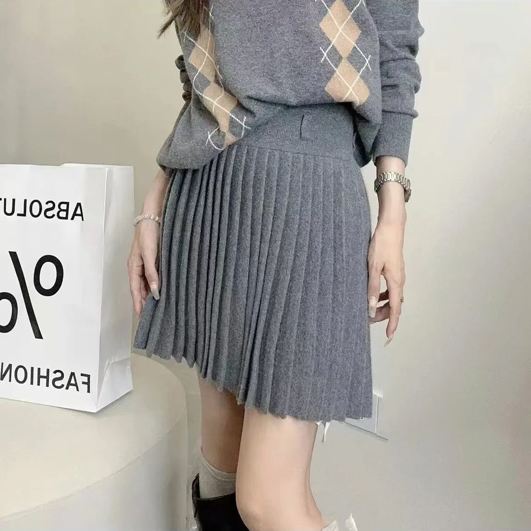 【经典百搭】241519秋冬厚款百分百山羊绒百褶裙宽腰头舒服百搭