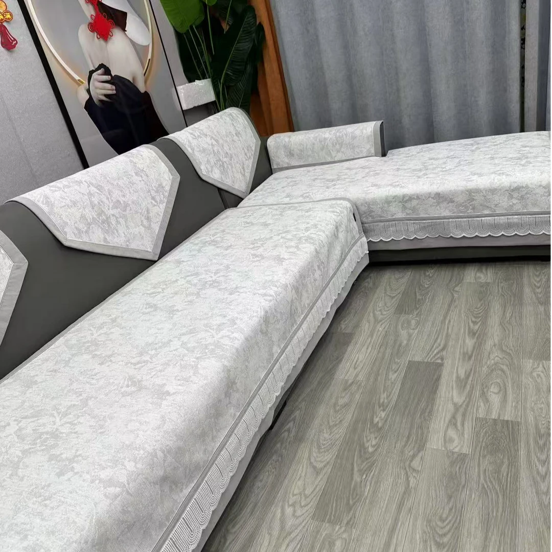 【唐顿庄园】高档雪尼尔防滑沙发垫四季通用防猫抓简约轻奢风