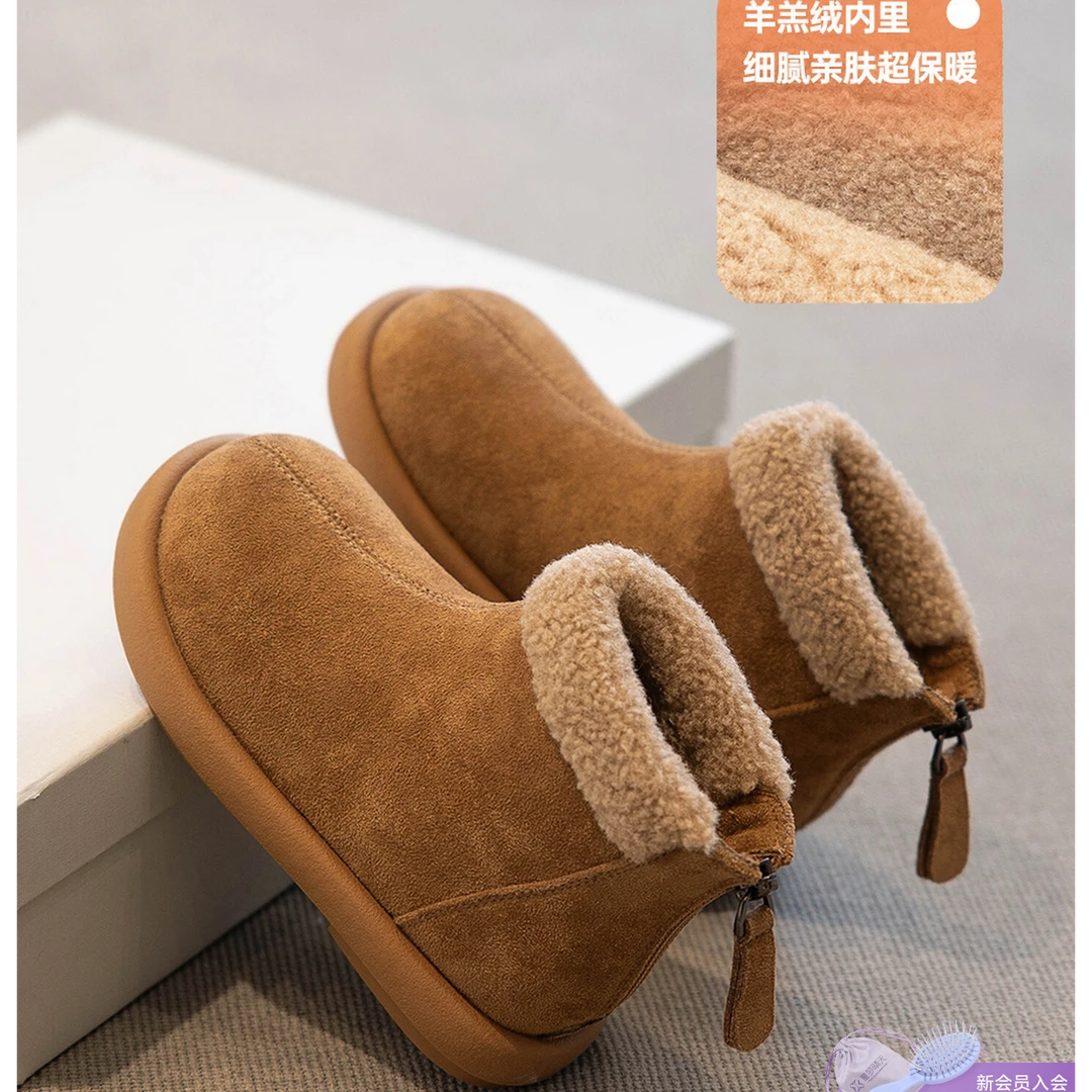 真皮女童雪地靴2025新款冬季靴子儿童短靴秋冬加厚棉鞋保暖大棉鞋