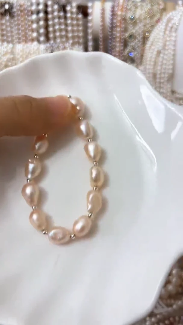 淡水珍珠手串未镶嵌巴洛克手串弹力绳