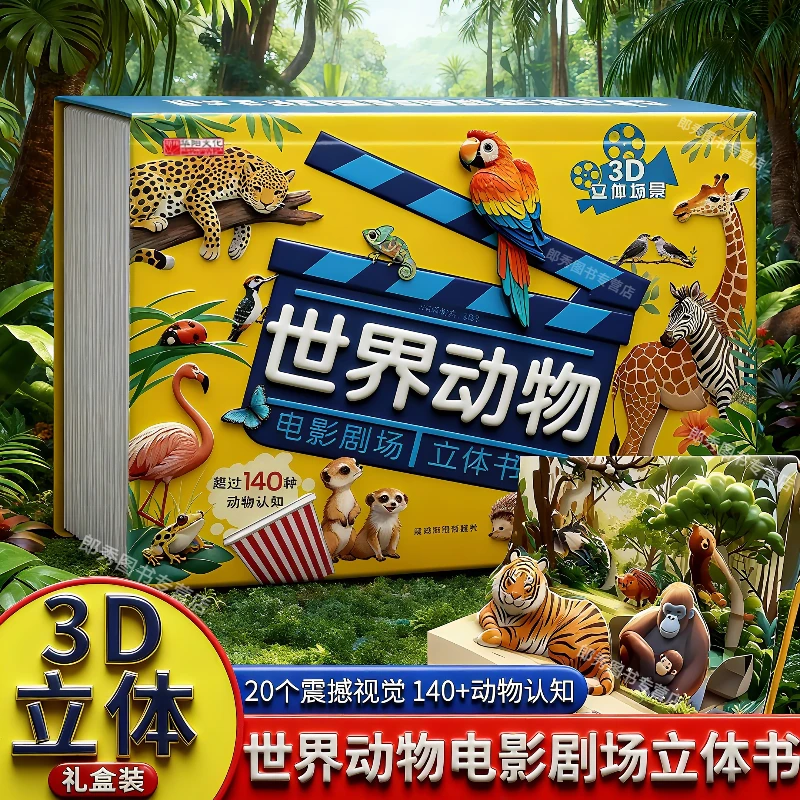 世界动物电影剧场3D立体书 140种动物百科科普儿童趣味立体书童书