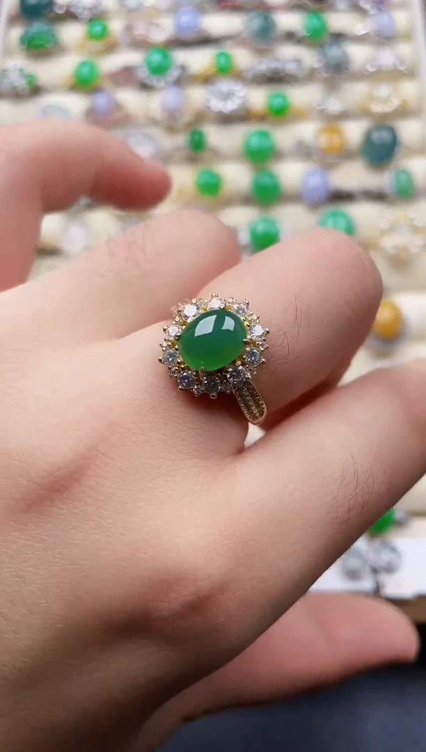 银S925镶嵌戒指翡翠60