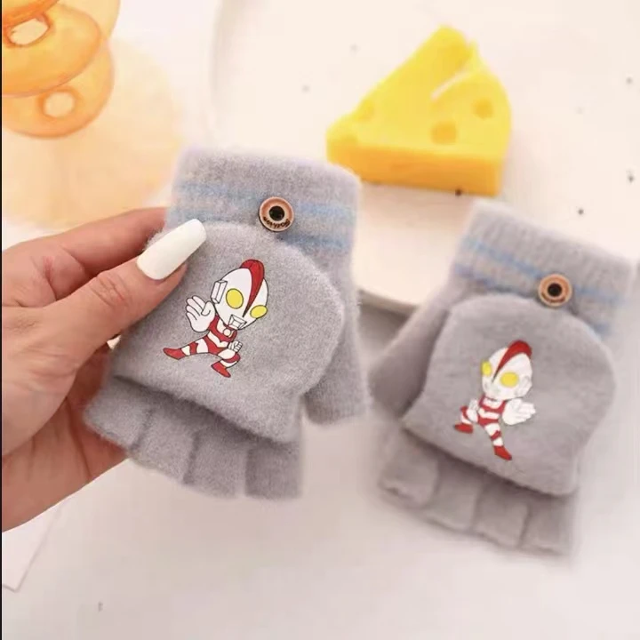 超方便！二合一儿童立体翻盖手套N515