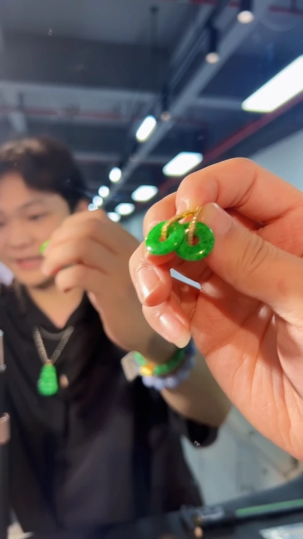 【闪购商品】翡翠银S925镶嵌耳饰缅料A货/支持复检/一对