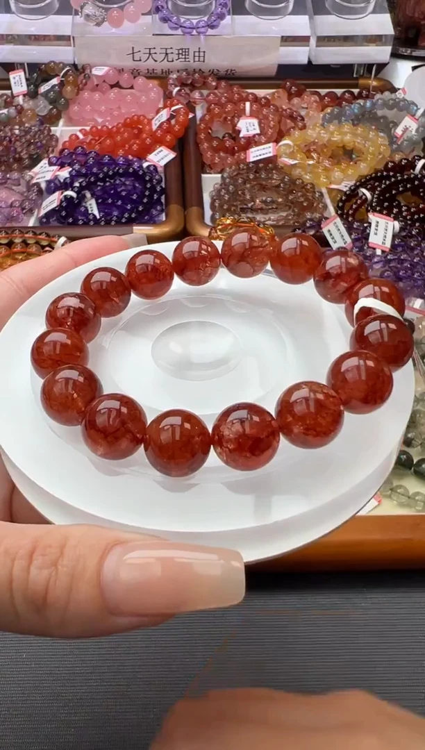 未镶嵌手链水晶红胶花13m+