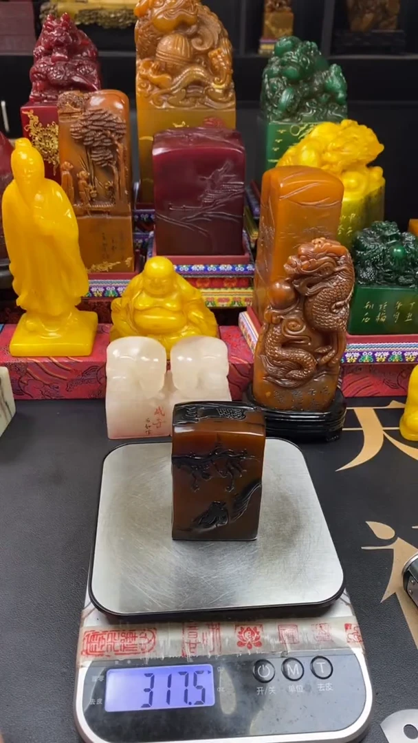 寿山石印石乌鸦皮薄意雕69.9