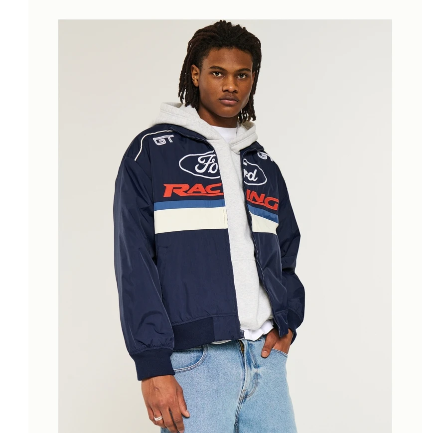 Hollister25春新款美式宽松赛车运动立领夹克外套男装KI332-5011