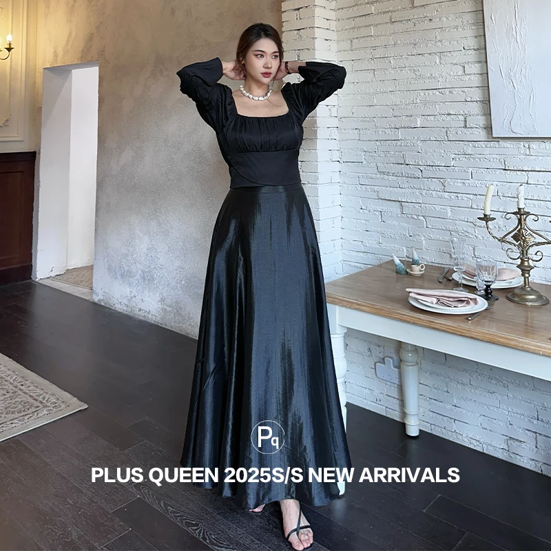 PLUS QUEEN宏蓝113cm高个子流光溢彩莱赛尔半身裙