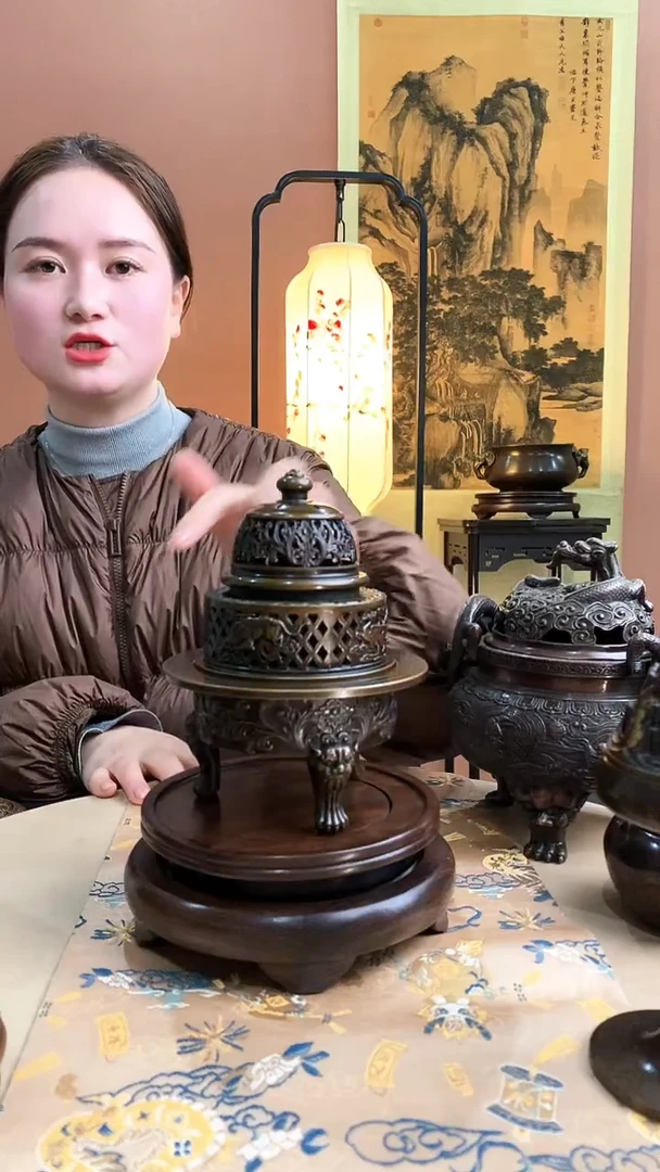 铜仿古苏工三层香薰炉