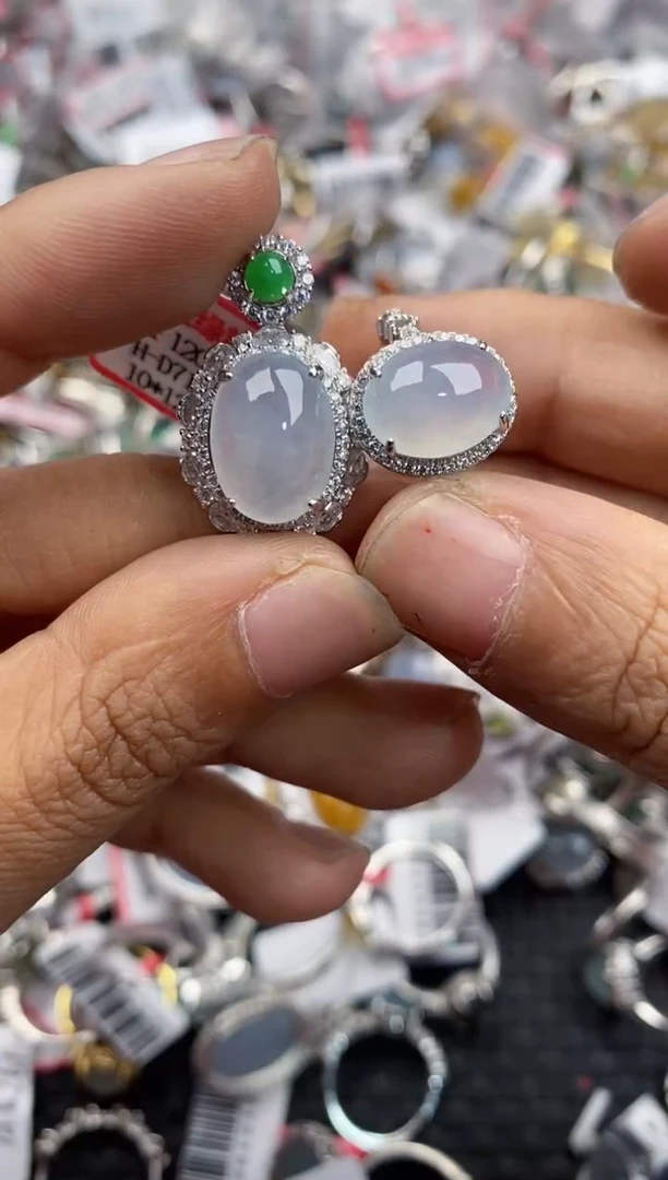 银S925镶嵌戒指翡翠999---2