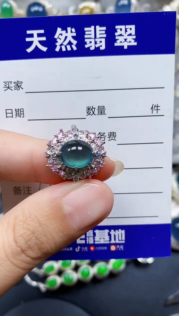 翡翠戒指银S925镶嵌156