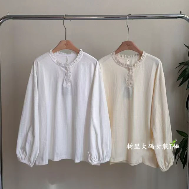 8009胖妹妹大码宽松长袖时尚显瘦条纹衫大码女装长袖休闲百搭文艺