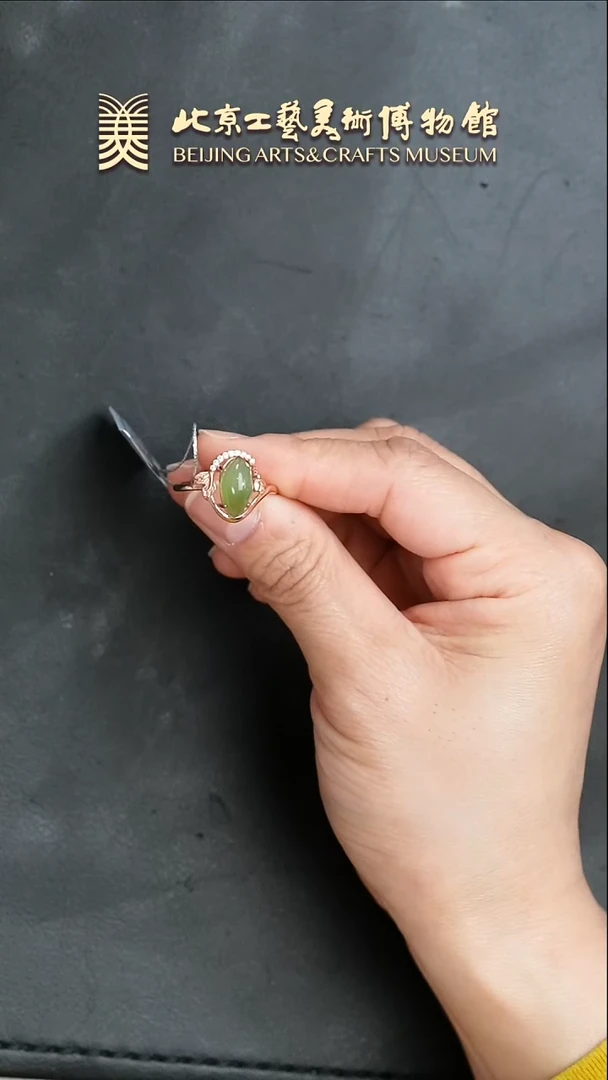 【闪购商品】和田玉戒指银S925镶嵌B0118GMD407碧玉猫眼戒指