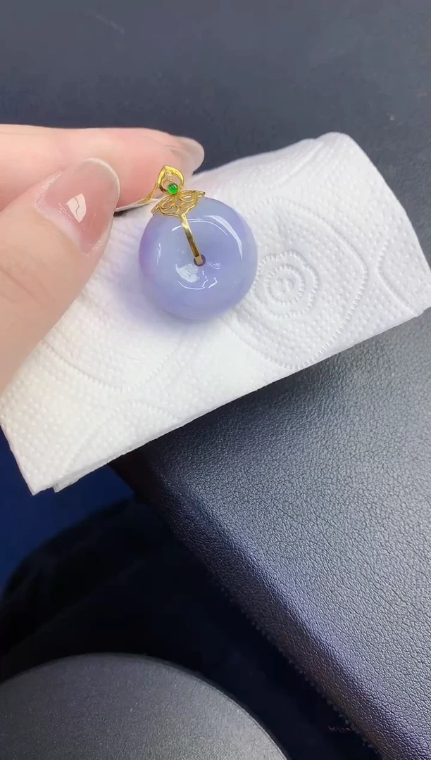 颈饰18K金镶嵌翡翠缅甸天然翡翠A货543