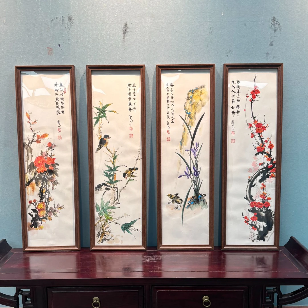 王德峰 《梅兰竹菊》四条屏  73*23cm*4 -睿云轩