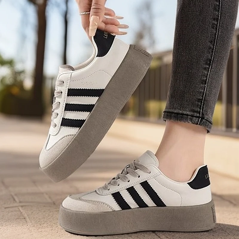 韩版德训鞋爆款日常夏季时尚厚底ins百搭板鞋学生增高女鞋小白鞋