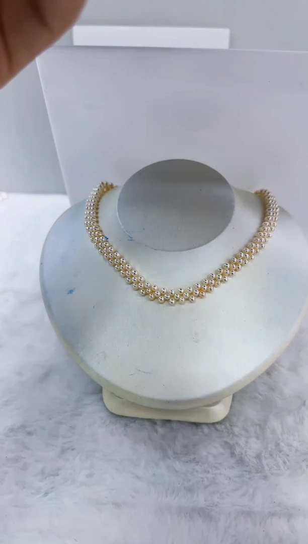 未镶嵌淡水珍珠DA三层珍珠项链 y370