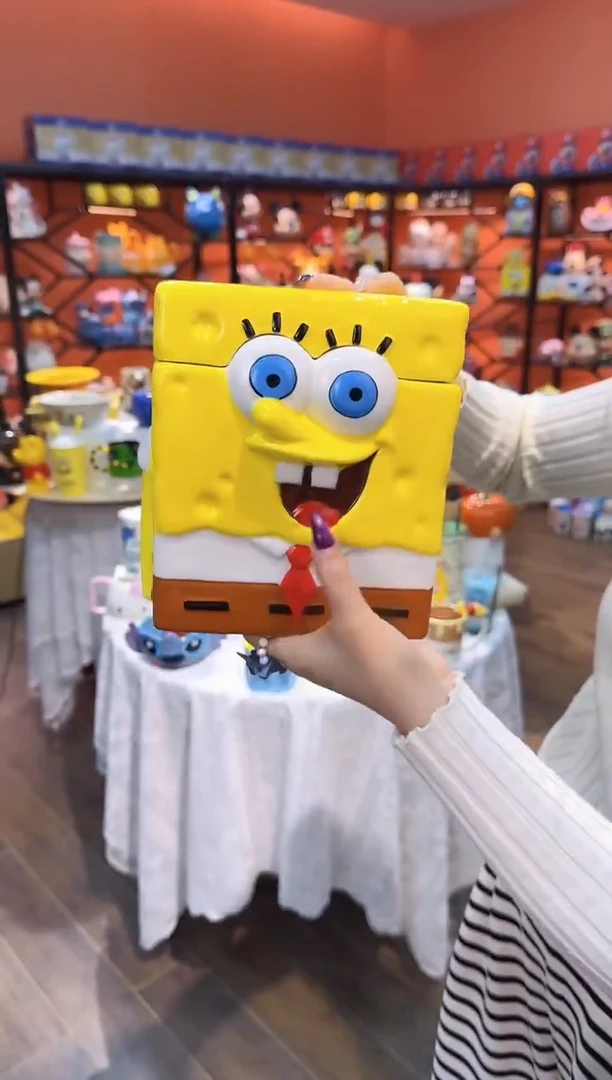 瓷片@@海绵宝宝陶瓷饼干罐