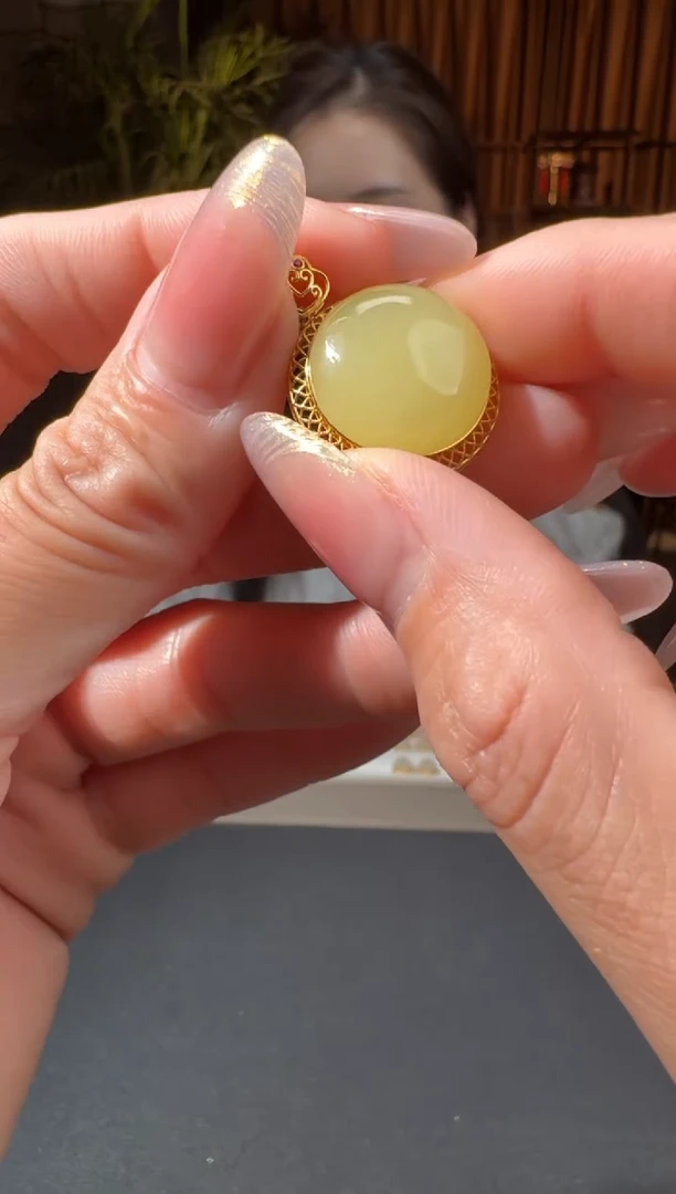 和田玉18K金镶嵌颈饰165冰冰6.8多样性拍一发一