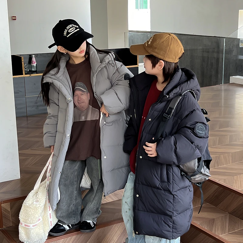 儿童羽绒服男童中长款2024冬季新款韩版洋气加厚冬装中大童装外套