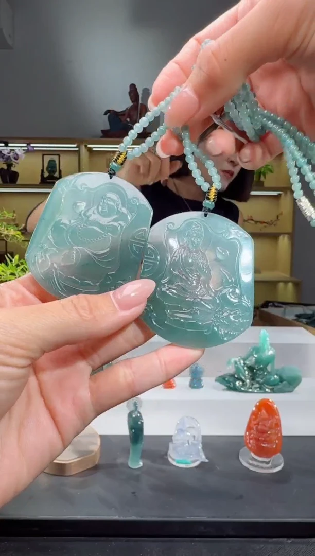 吊坠(赠链)未镶嵌翡翠对牌（多样性发其一对）