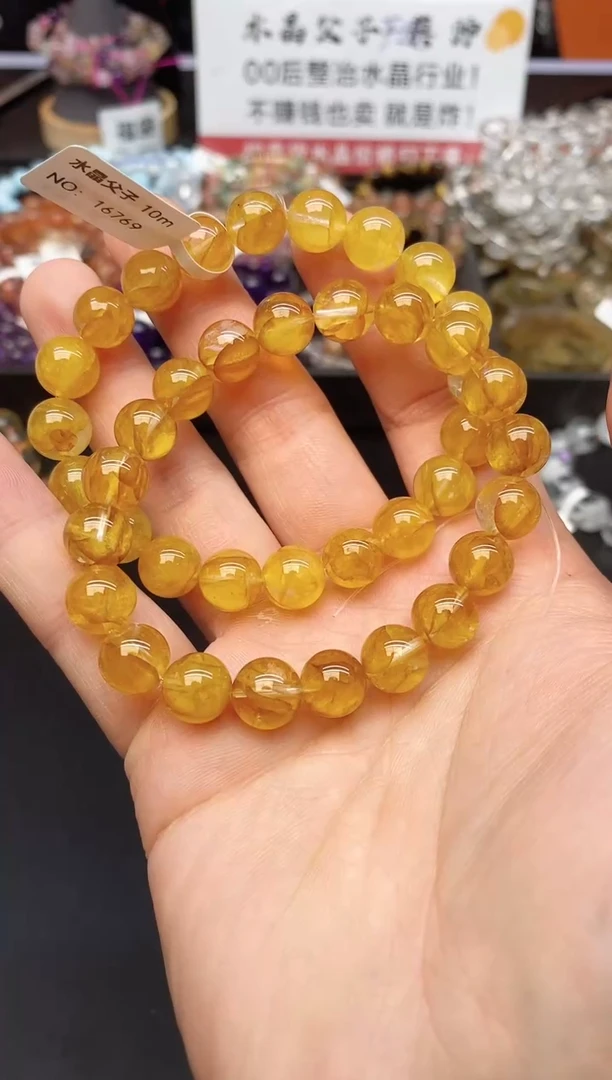 【闪购商品】水晶手串未镶嵌84 黄胶花 10mm