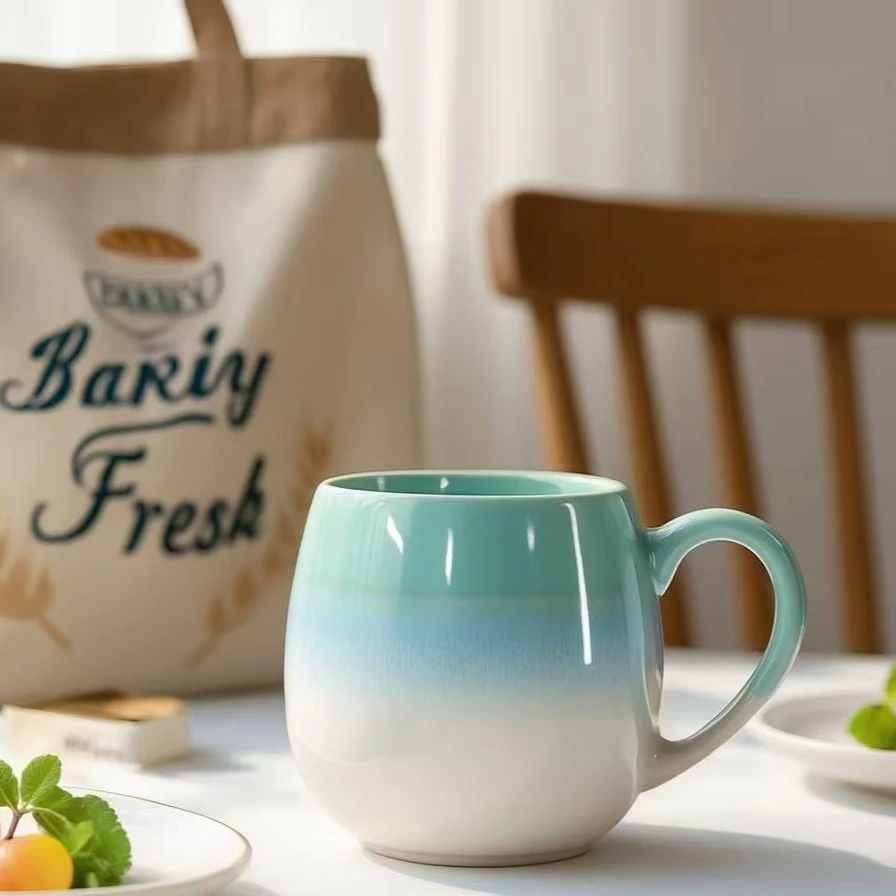 个性创新窑变釉马克杯陶瓷杯早餐杯大肚杯办公室家用