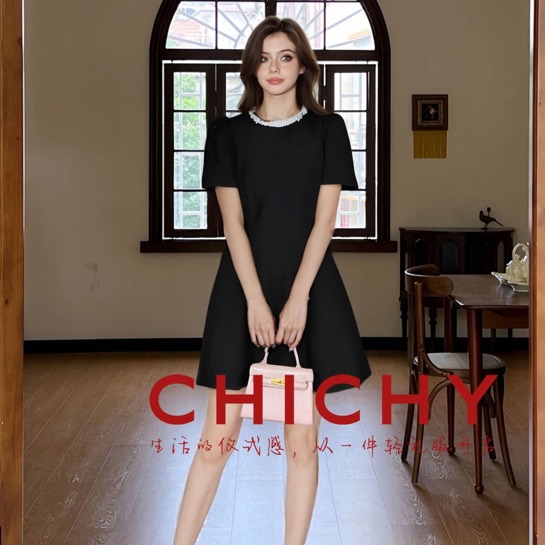 【陈大可专属】CHICHY圆领收腰高级感连衣裙CB8C005252