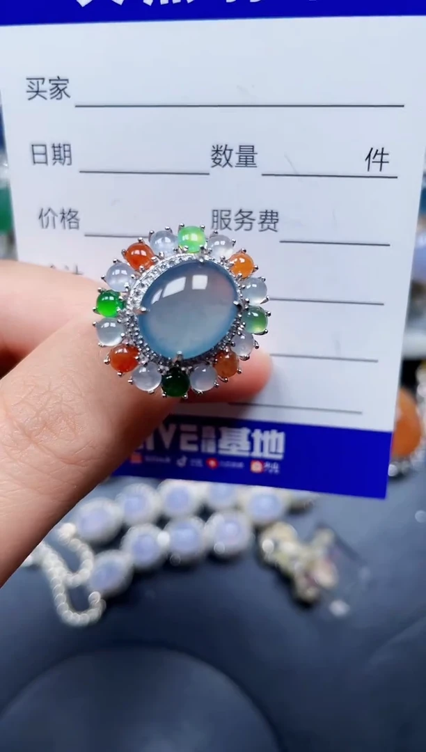 银S925镶嵌戒指翡翠125