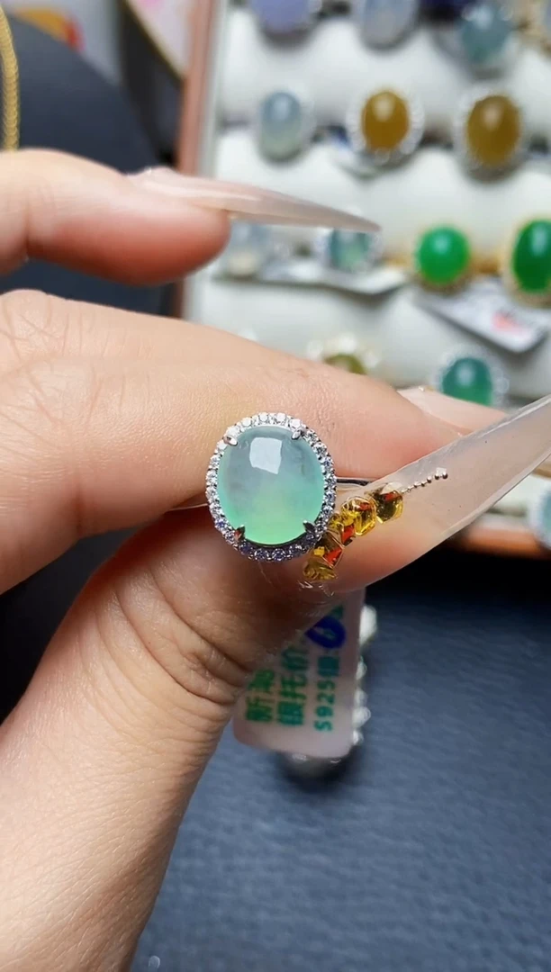 银S925镶嵌戒指翡翠1402