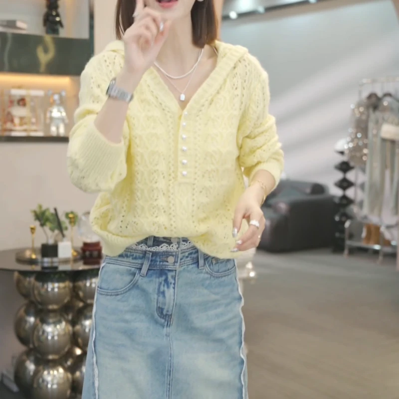 【万古长春】2025春季新款时尚气质长袖针织帽衫LK2501699