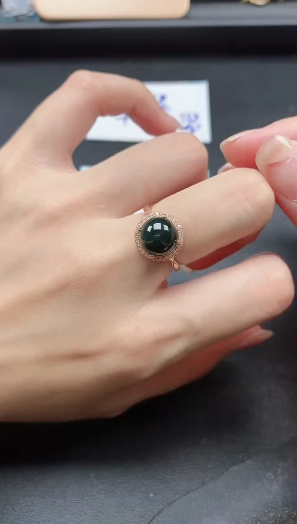 翡翠戒指银S925镶嵌51511