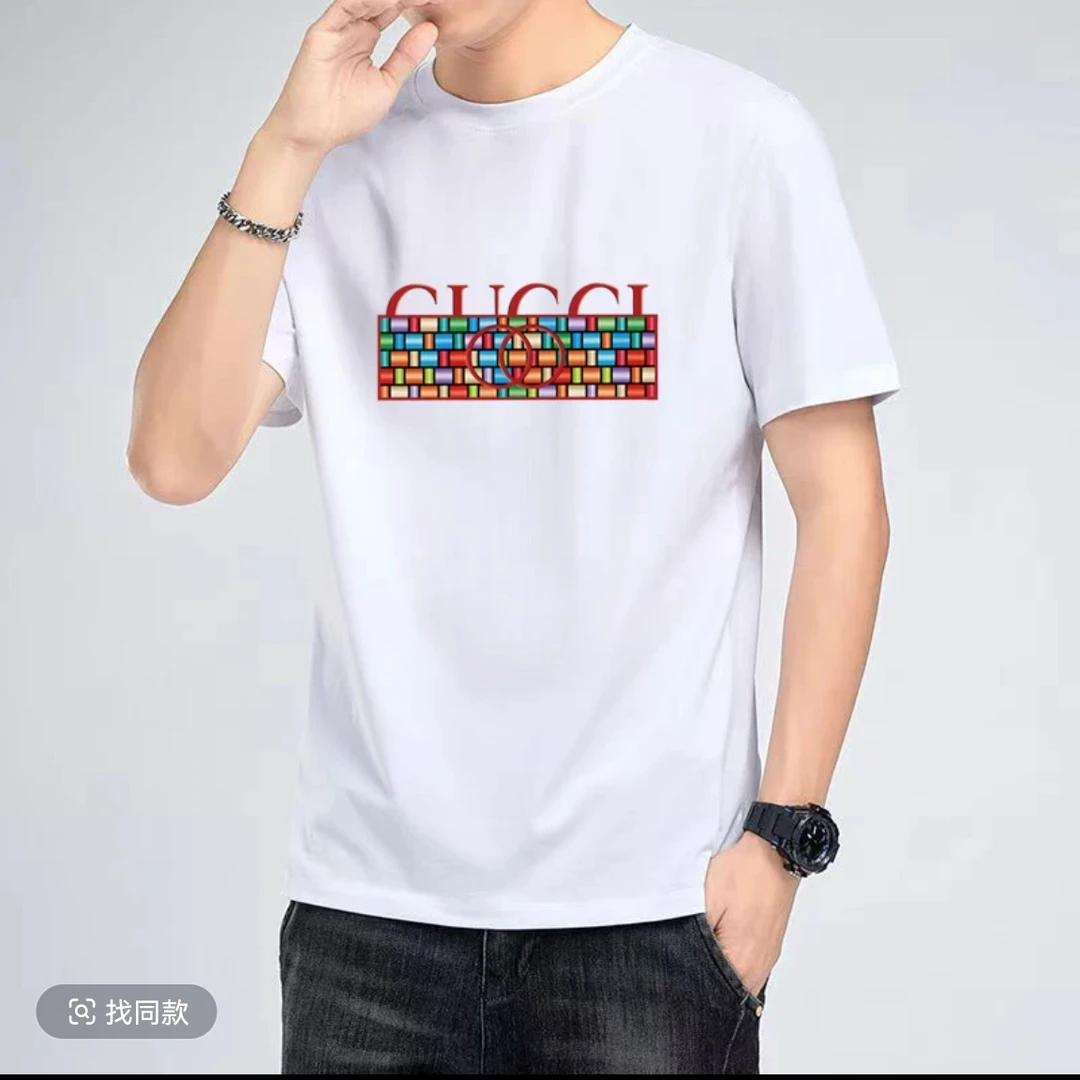 短袖T恤印花短袖情侣装夏季圆领男士休闲白色半袖时尚