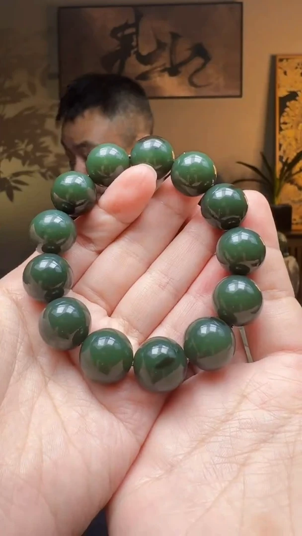 和田玉未镶嵌手链河磨卡16，货中