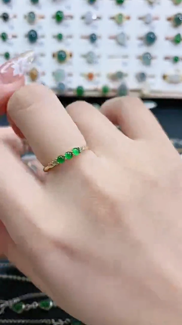 银S925镶嵌戒指翡翠天然翡翠