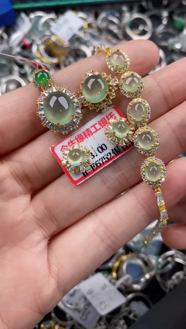 银S925镶嵌戒指翡翠999                1