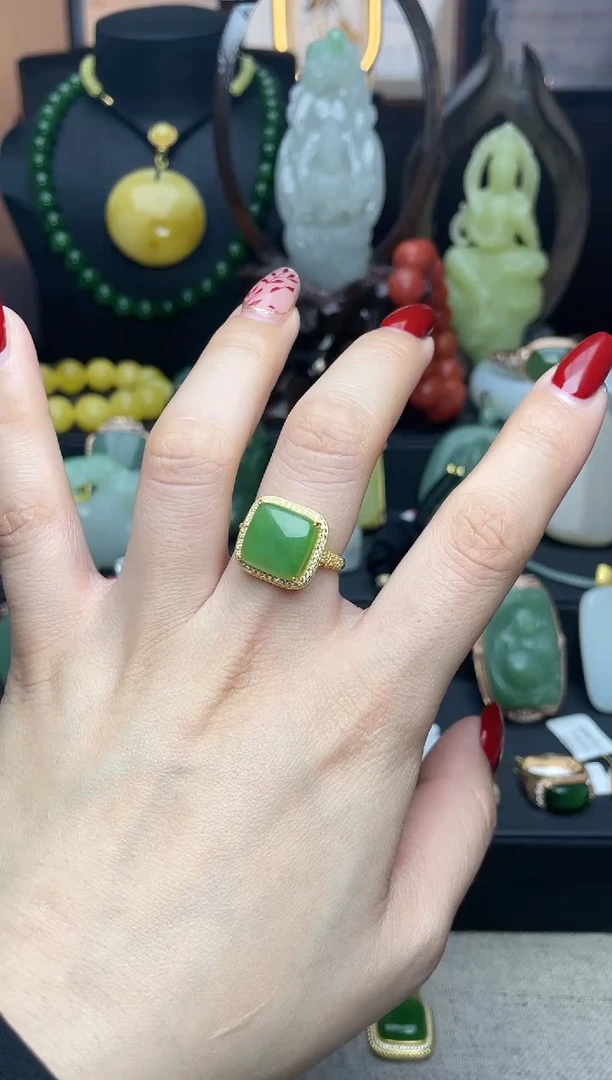 【闪购商品】和田玉戒指银S925镶嵌戒指a028