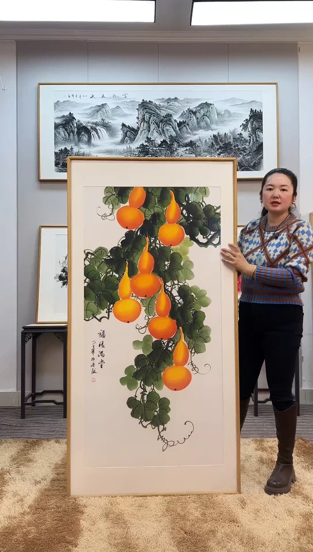 国画手绘葫芦162*82尺寸