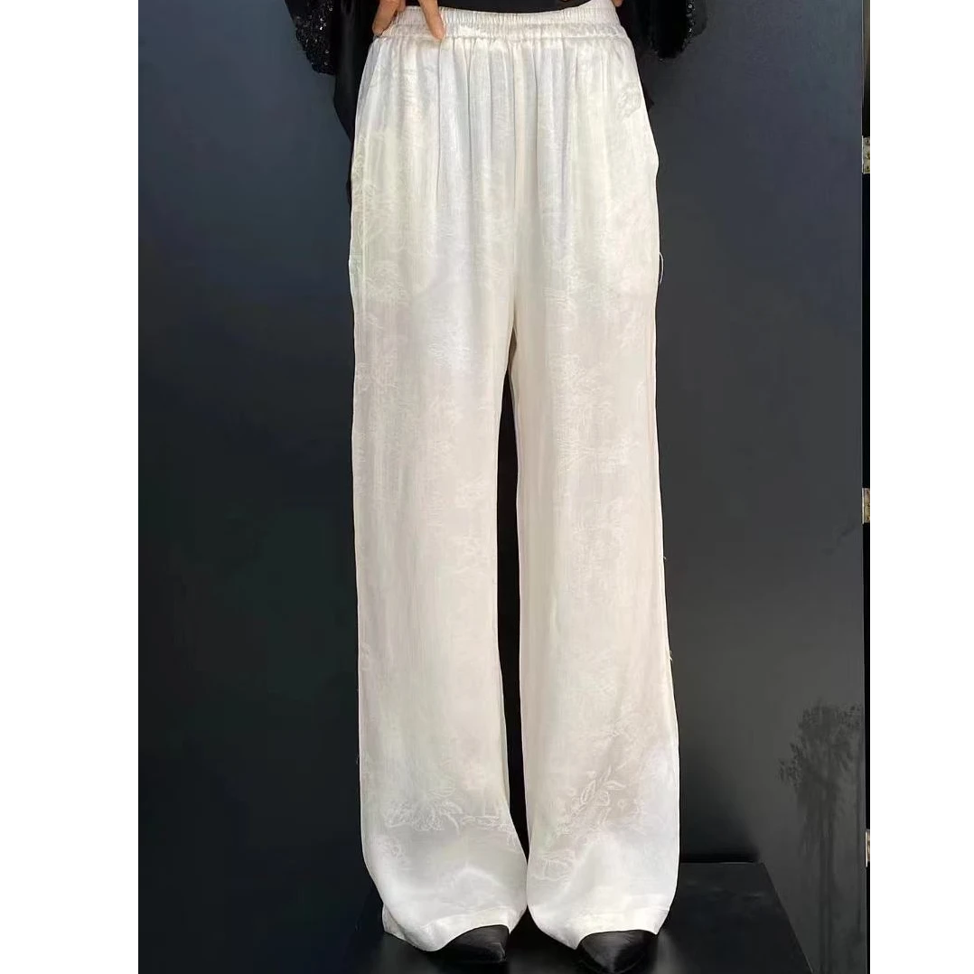 【现货】2118国风重工提花阔腿裤休闲裤