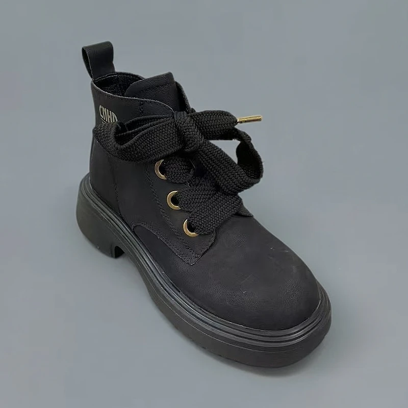 3498-E2-单里新款高帮靴子女粗跟小短靴欧货时尚马丁靴英伦风