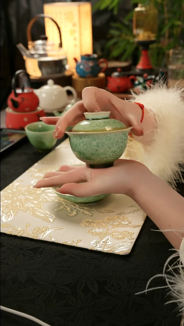 陶瓷茶具楚门窑变美人醉盖碗