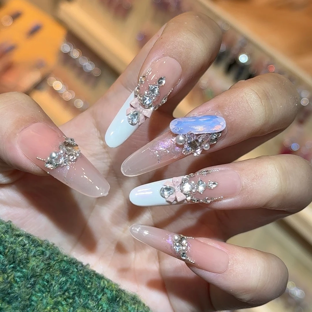 锦福（康娜）裸色多巴胺中长短美甲纯手工穿戴甲