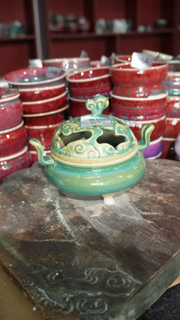 摆件陶精品窑变钧瓷茶器