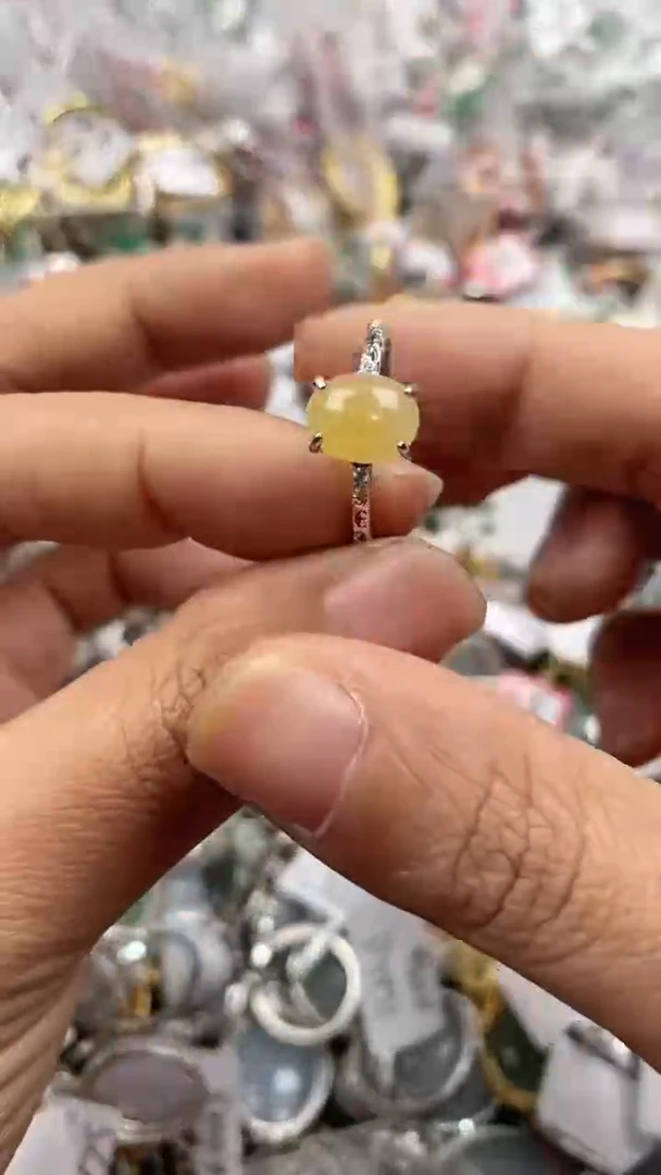 银S925镶嵌戒指翡翠444             1