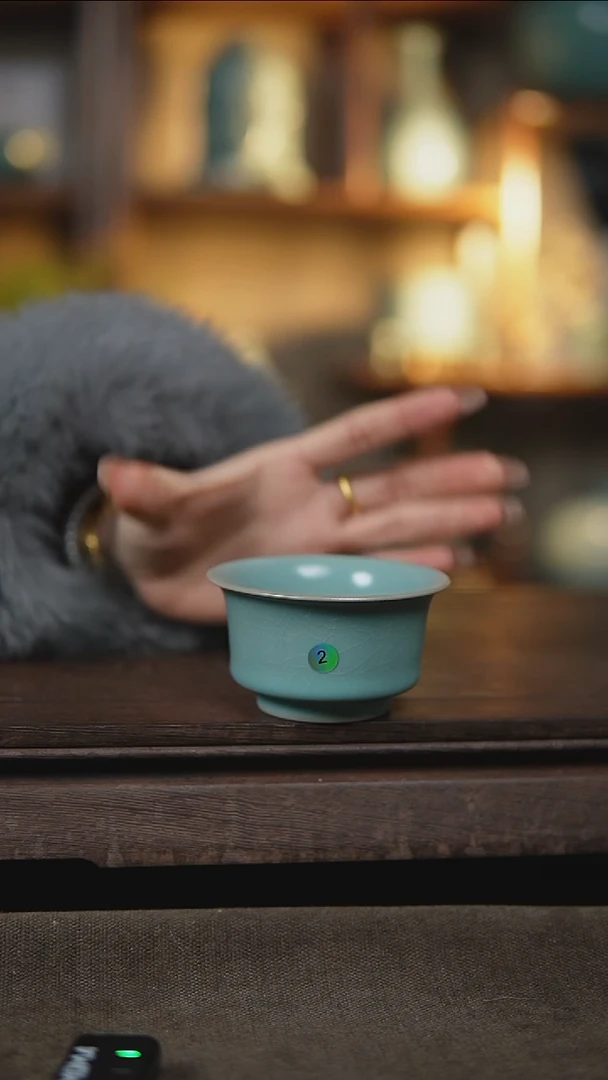 【闪购商品】杯仿古天青纯手工马蹄杯瑕2